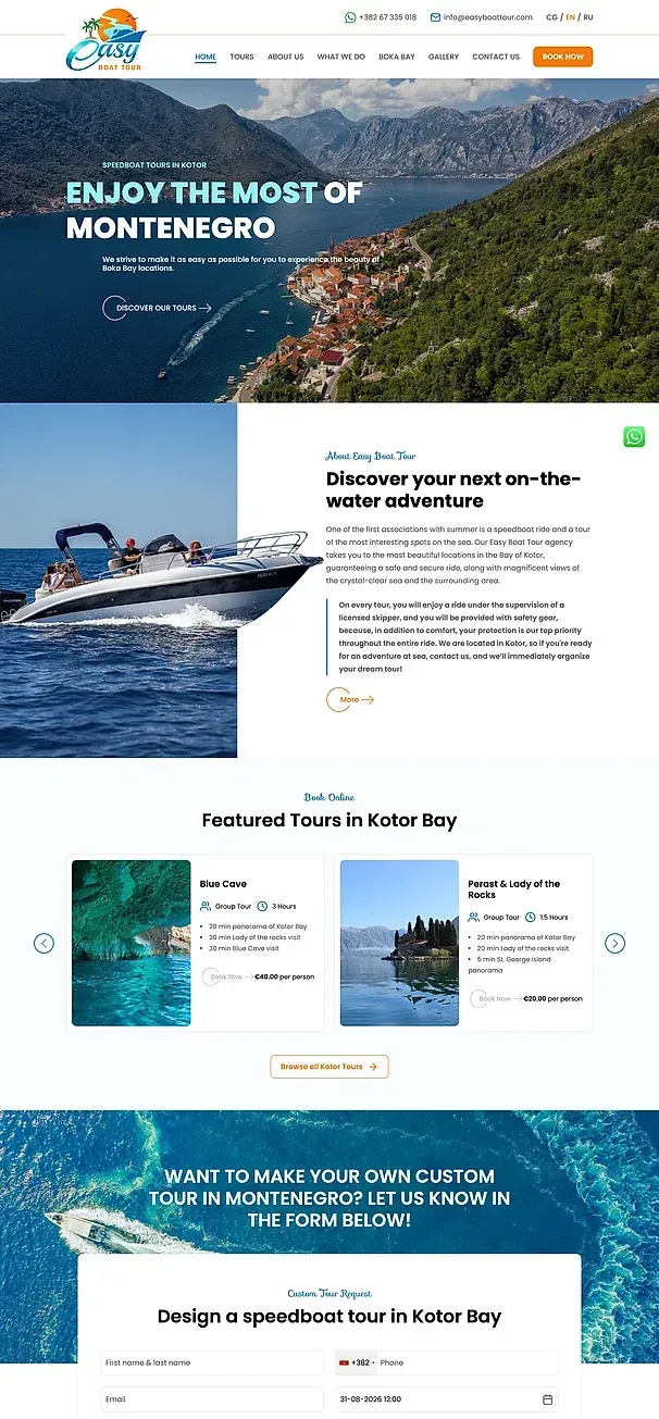 Startseite und Touren — die Website von Easy Boat Tour