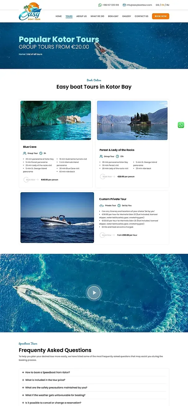 Startseite und Touren — die Website von Easy Boat Tour