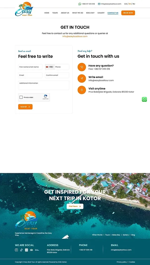 CONTACT US — die Website von Easy Boat Tour