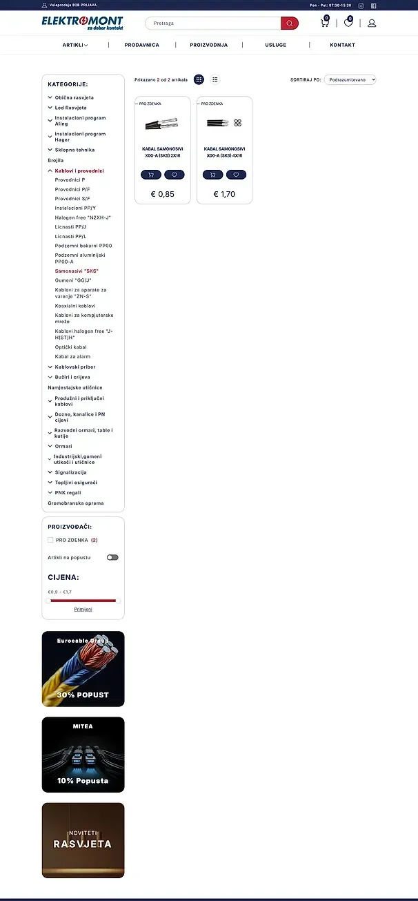 Podzemni bakarni PP00 und Samonosivi "SKS" — die Website von Elektromont