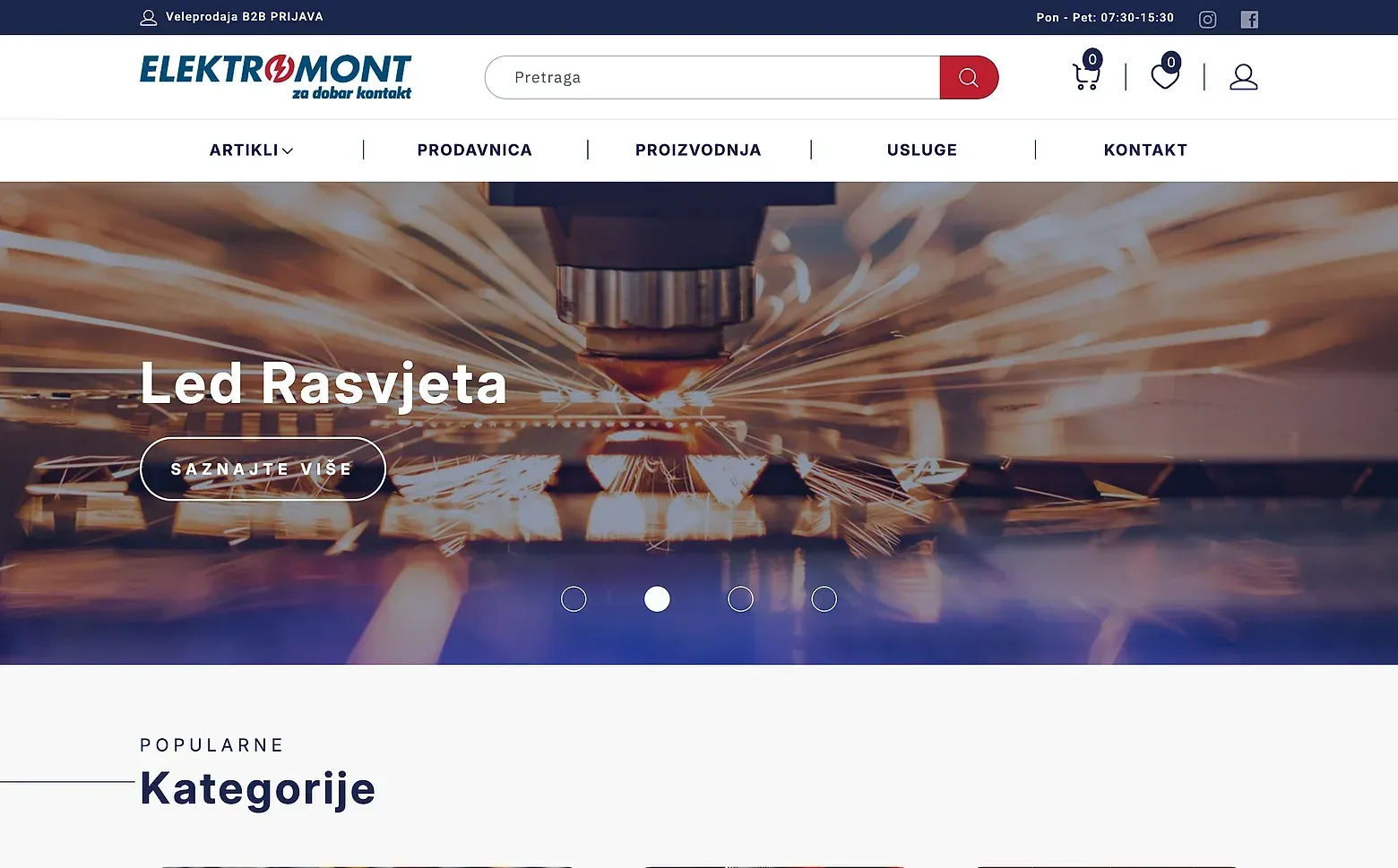Home page of the Elektromont website