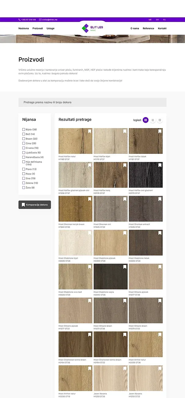 Produkte und Leistungen — die Website von Elit Les