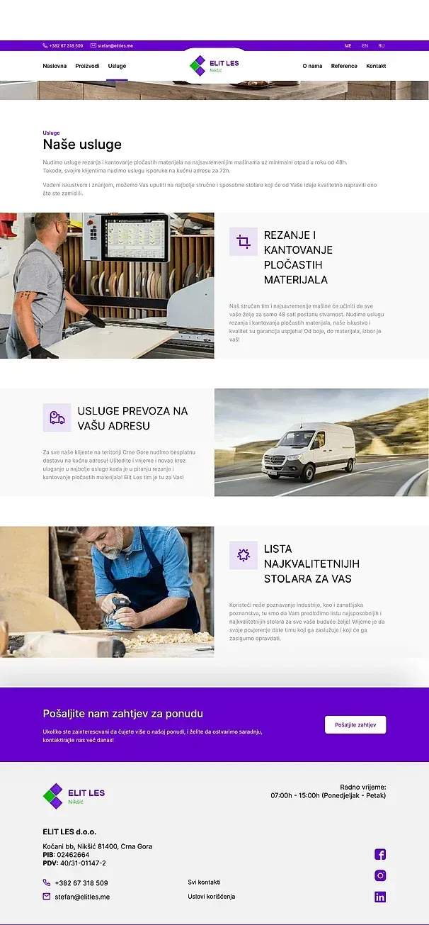Produkte und Leistungen — die Website von Elit Les