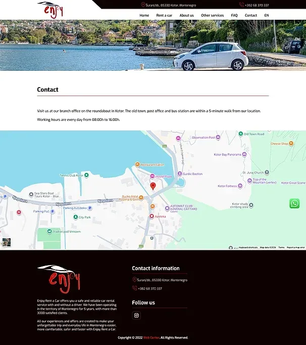 Weitere Leistungen und Kontakt — die Website von Enjoy Rent a Car