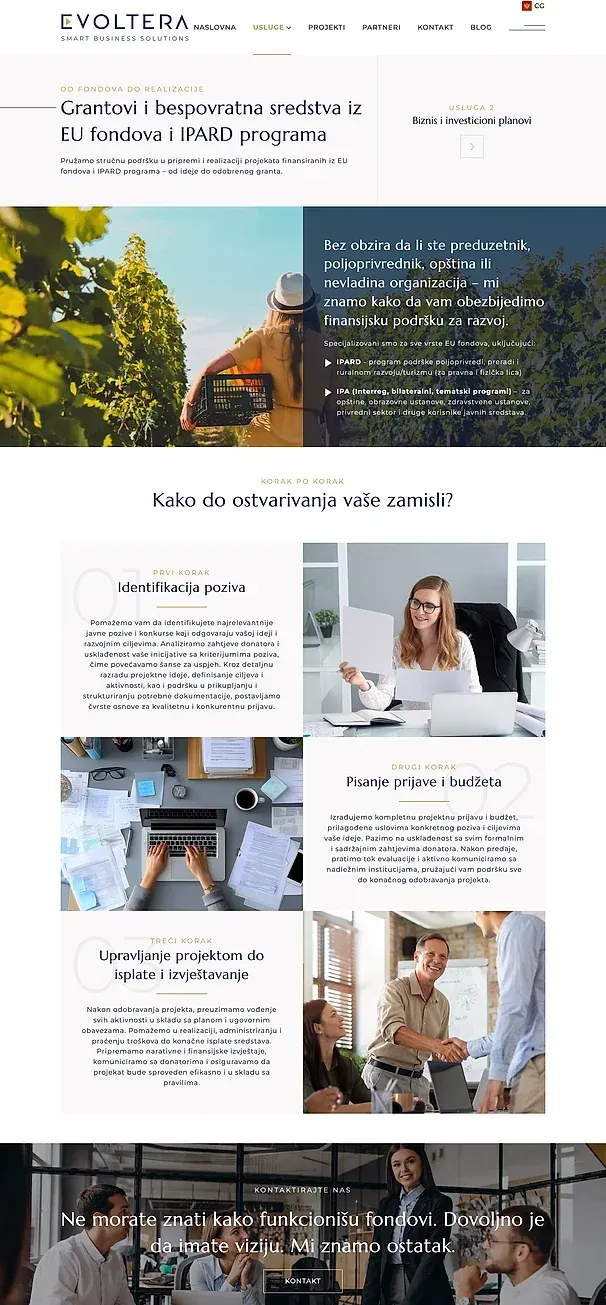 Index.html und EU Fondovi i IPARD — die Website von Evoltera