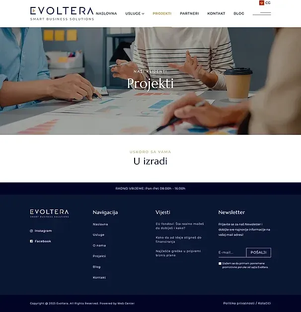 Projekte und PARTNERI — die Website von Evoltera