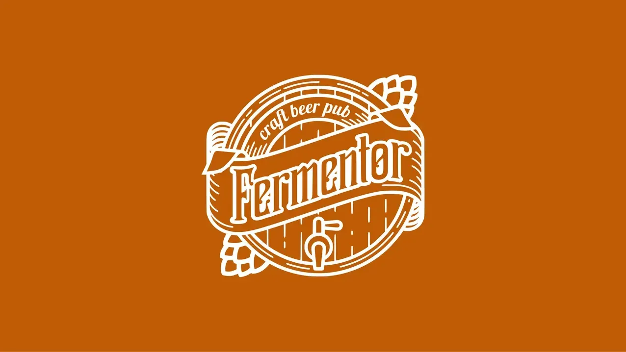 Das Fermentor Pub-Logo auf der Akzentfarbe