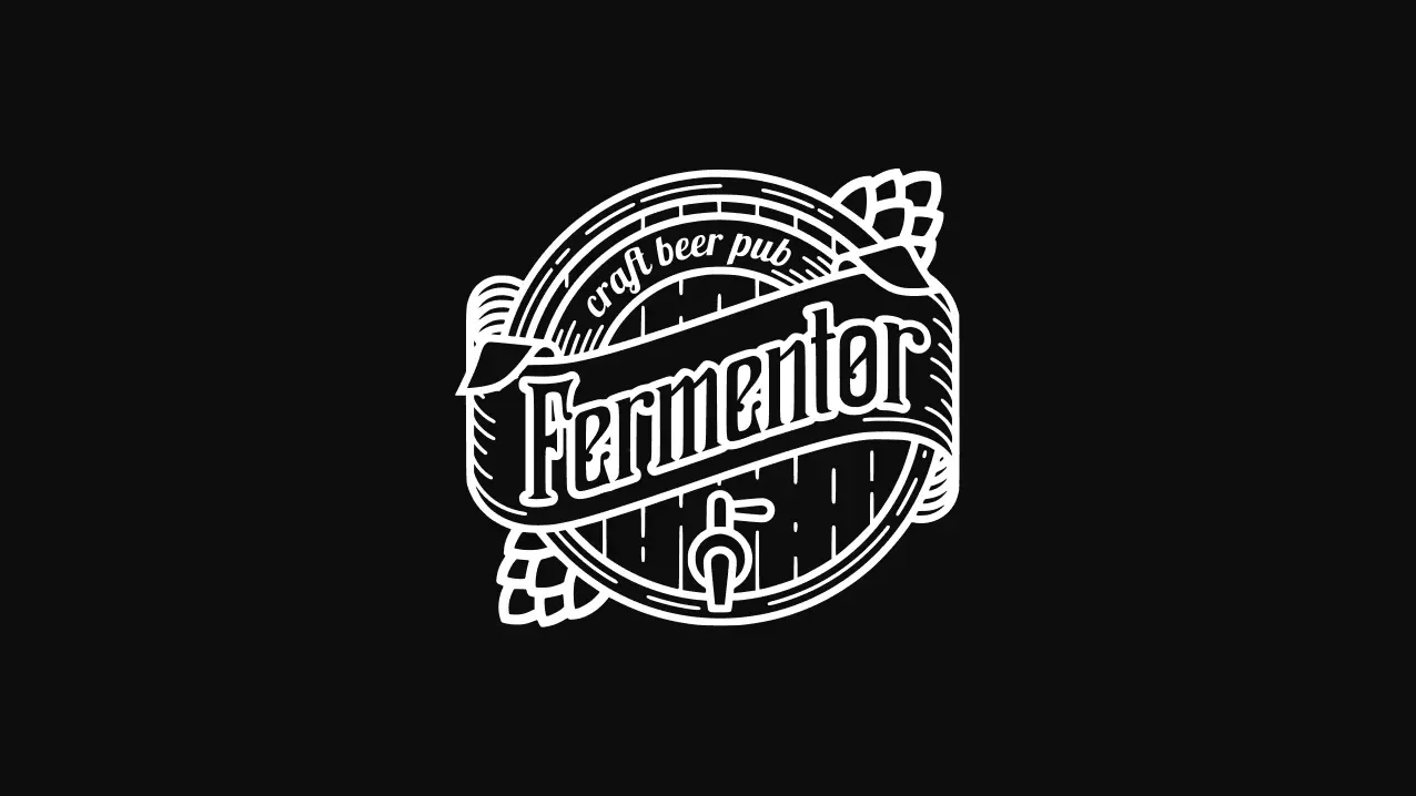 Die weiße Version des Fermentor Pub-Logos