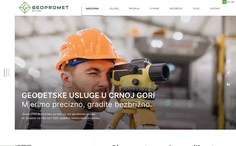 Home page of the Geopromet website