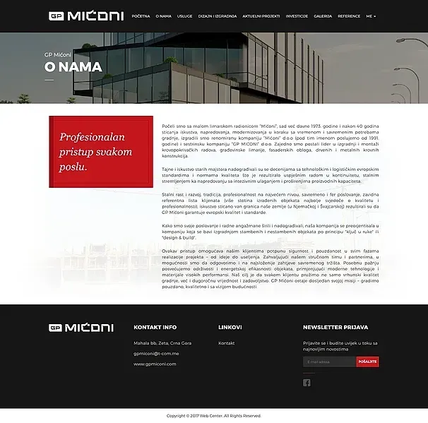 About us and Services — the GP Mićoni site