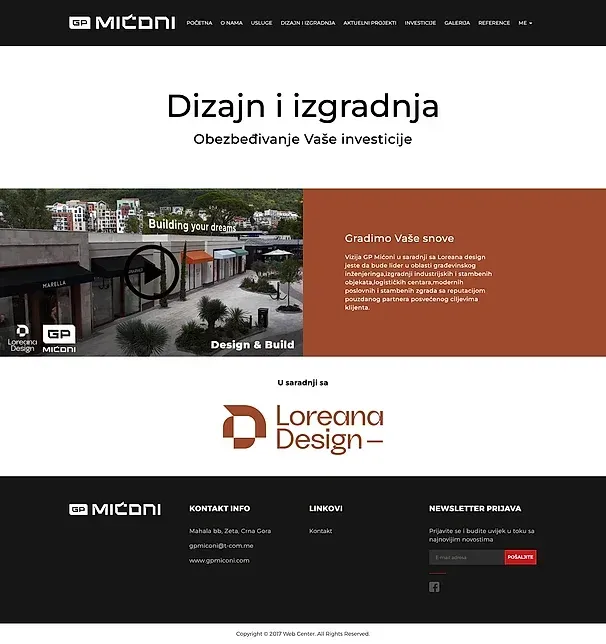 DIZAJN I IZGRADNJA and AKTUELNI PROJEKTI — the GP Mićoni site