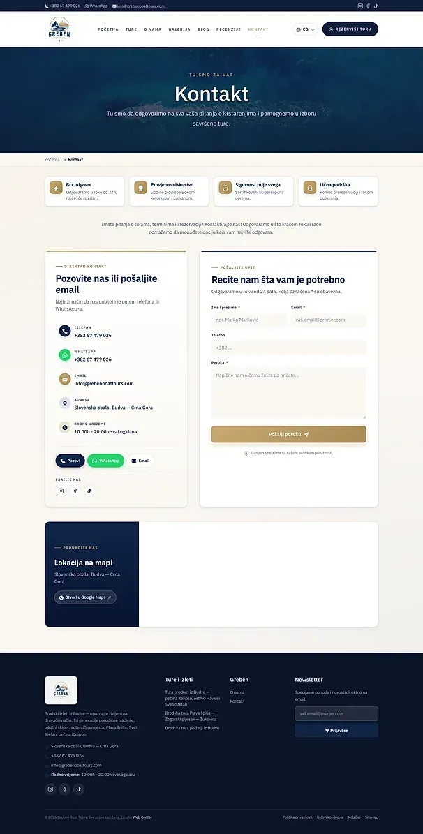 RECENZIJE und Kontakt — die Website von Greben Boat Tours