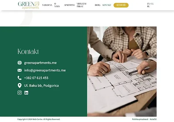 Kontakt und REZERVIŠI — die Website von Green Apartments