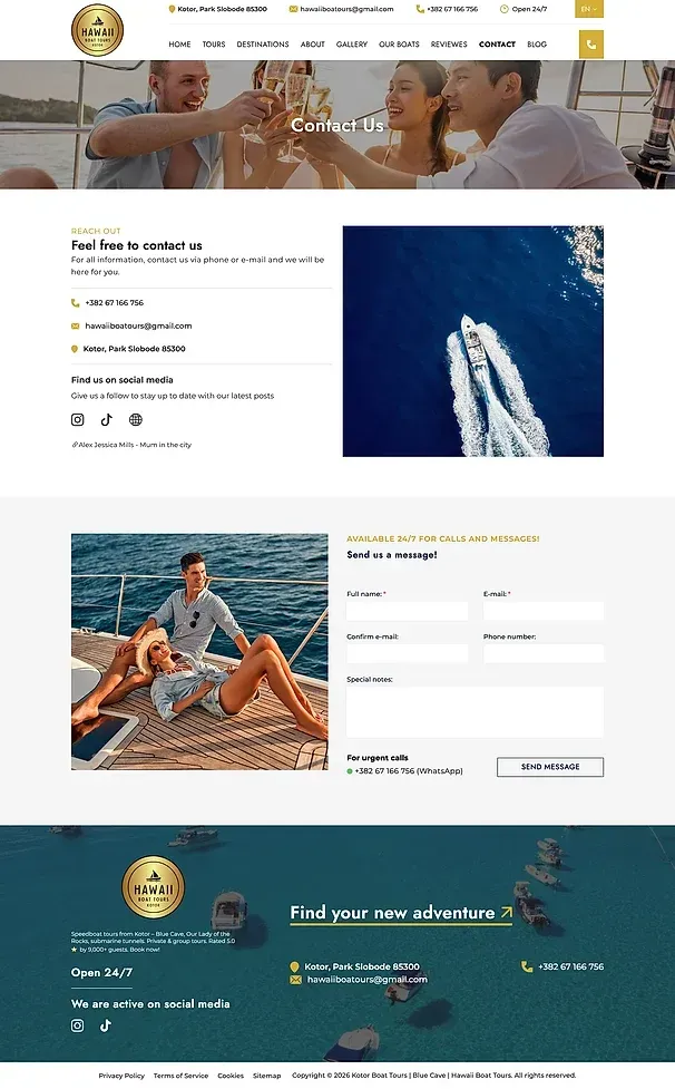 Kontakt und Blog — die Website von Hawaii Boat Tours