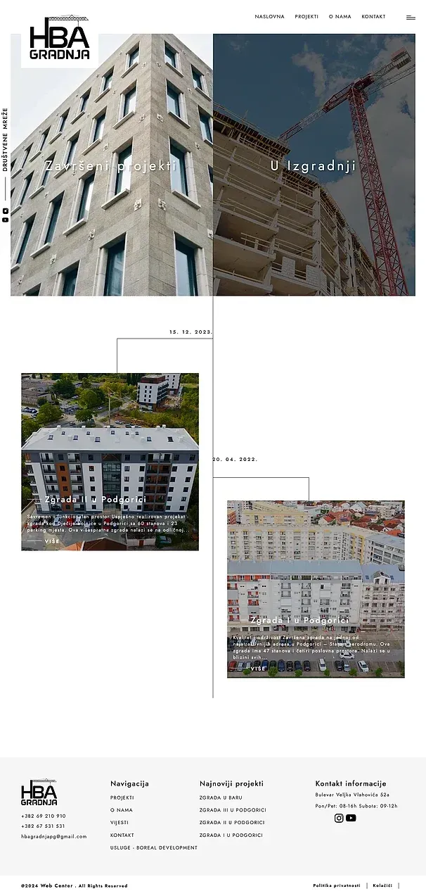Projekte und Über uns — die Website von HBA Gradnja