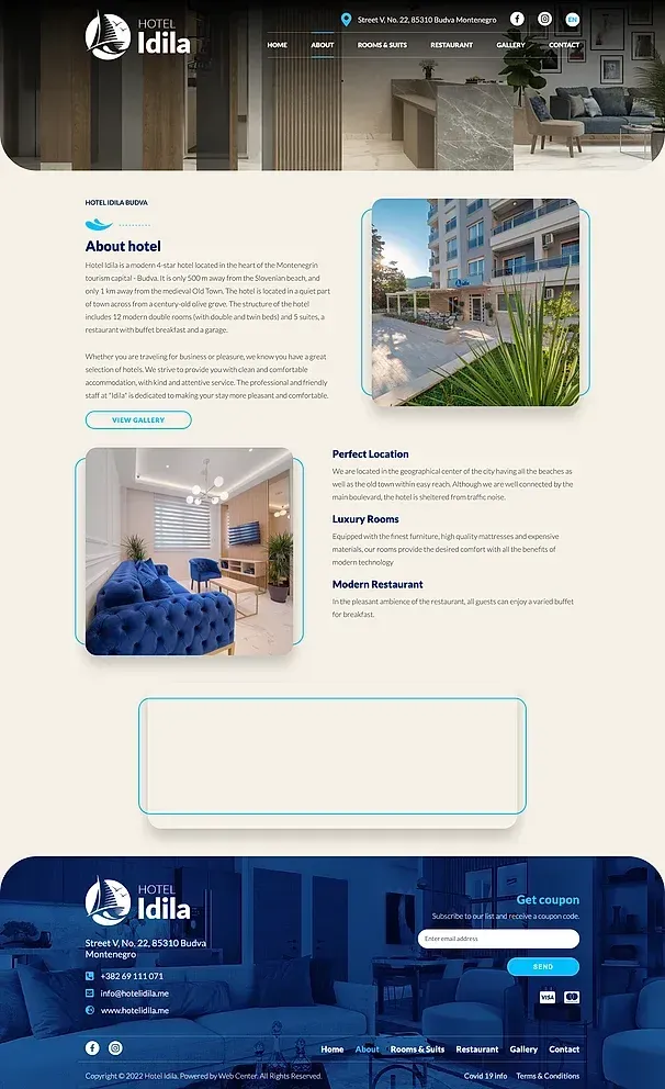 About and ROOMS & SUITS — the Hotel Idila site