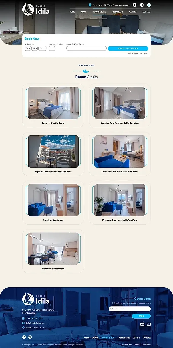 About and ROOMS & SUITS — the Hotel Idila site