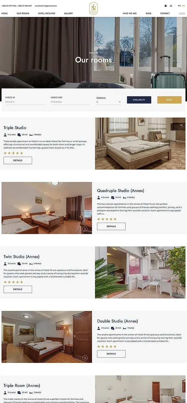 OUR ROOMS and HOTEL FACILITIES — the Hotel IN site