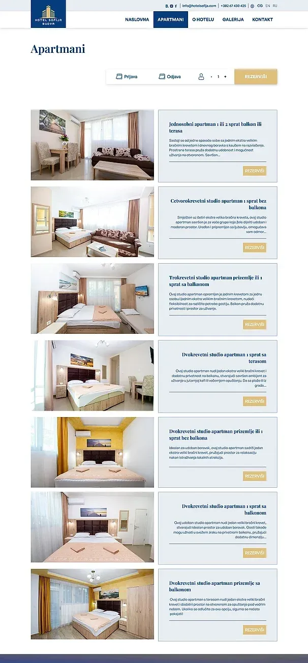 Apartments and Hotel — the Hotel Sofija site