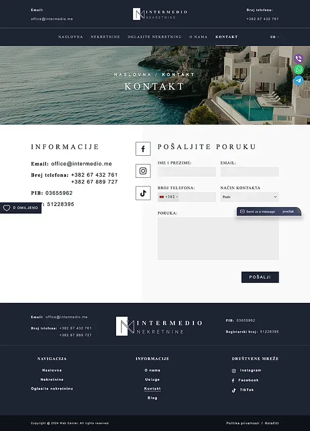 Über uns und Kontakt — die Website von Intermedio Nekretnine