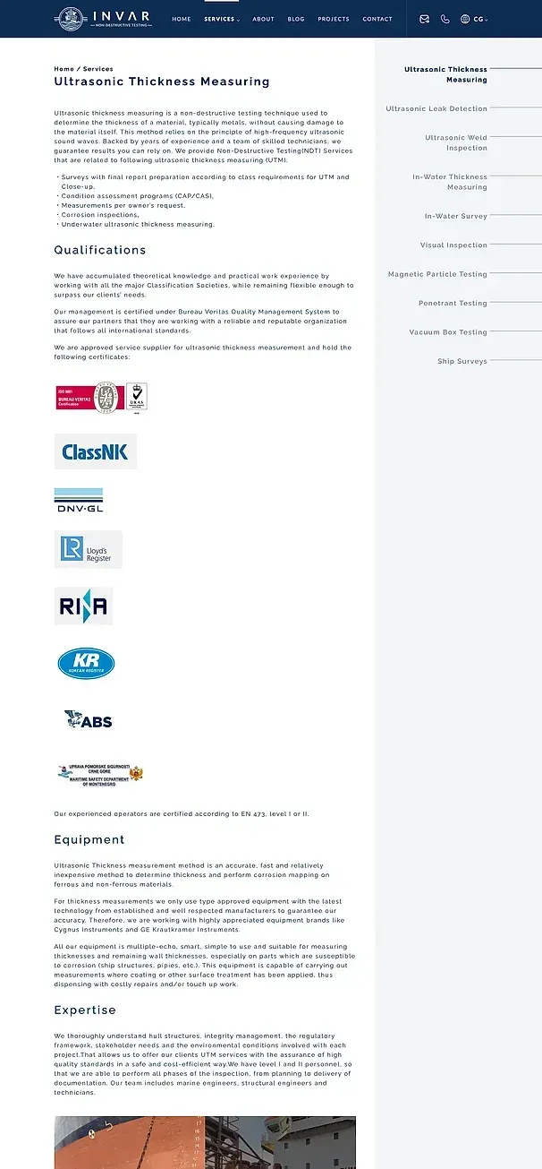 Ultraschall-Dickenmessung und Ultraschall-Leckortung — die Website von INVAR