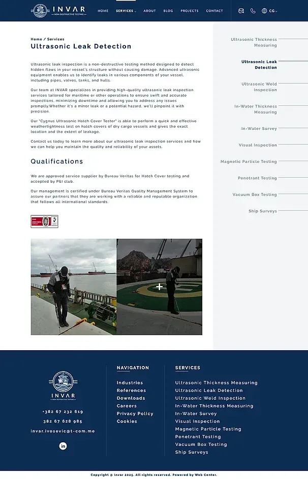 Ultraschall-Dickenmessung und Ultraschall-Leckortung — die Website von INVAR