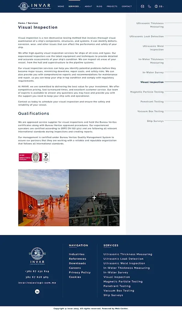 Unterwasserinspektion und Sichtprüfung — die Website von INVAR