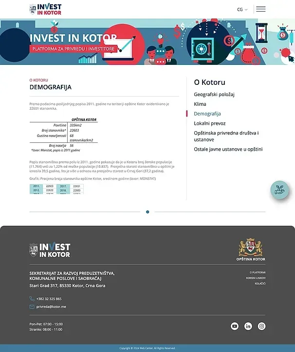 Demografija und Lokalni prevoz — die Website von Invest in Kotor