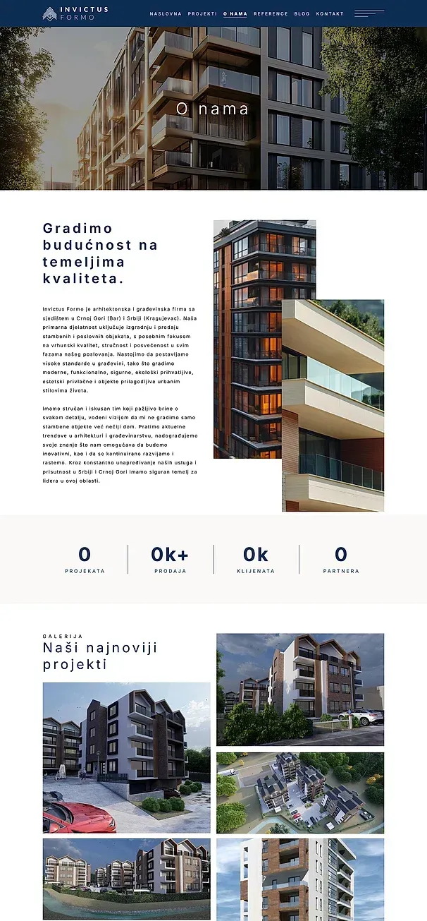 Projects and About us — the Invictus Formo site