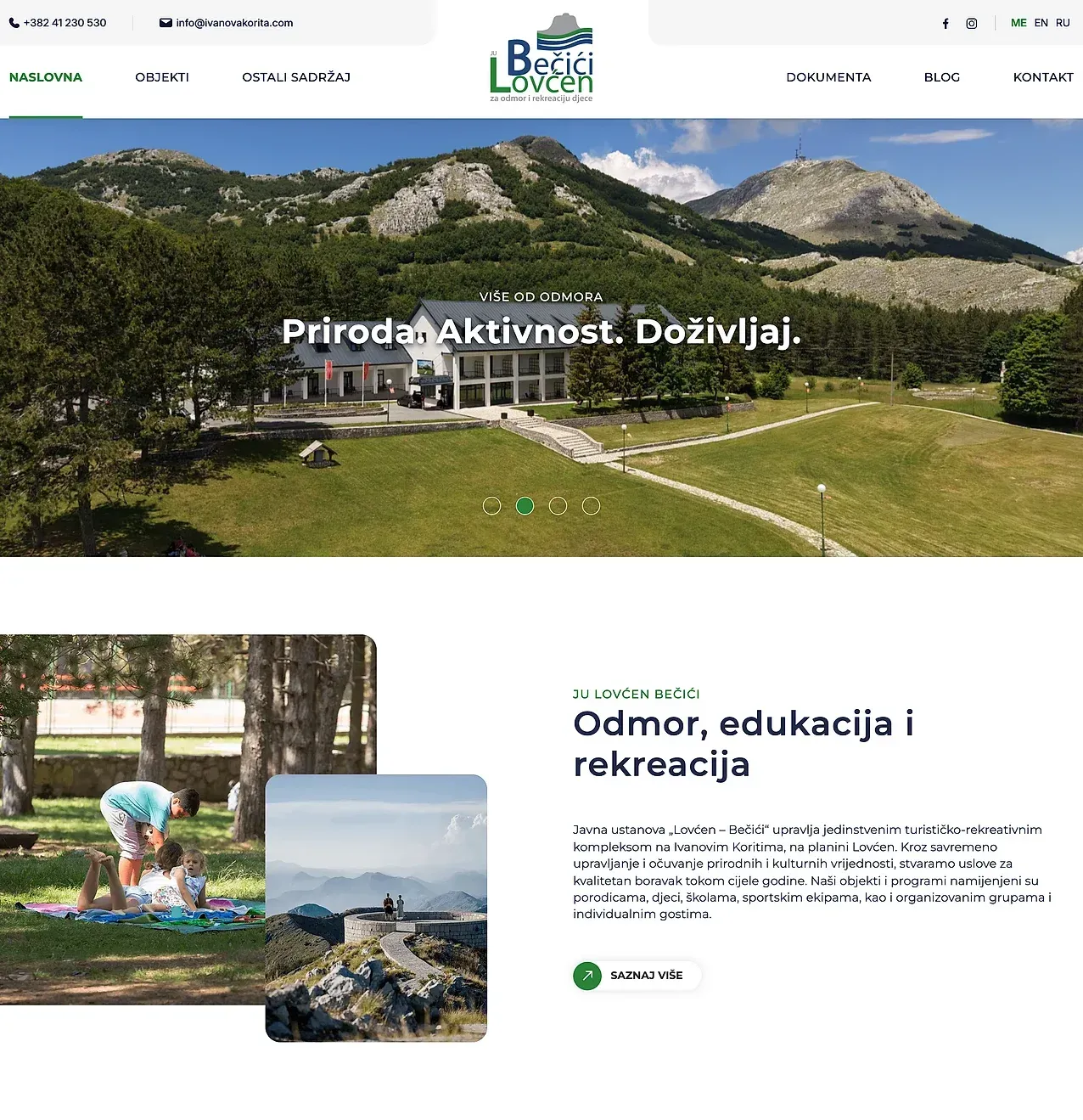 Startseite — die Website von JU Lovćen Bečići - Ivanova Korita