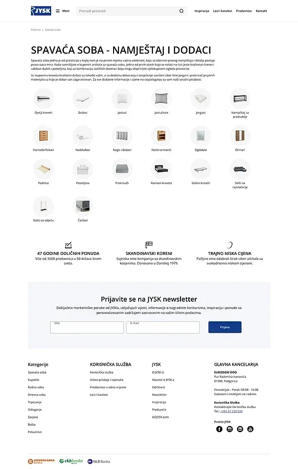 Prikaži sve und Dječji kreveti — die Website von JYSK Crna Gora