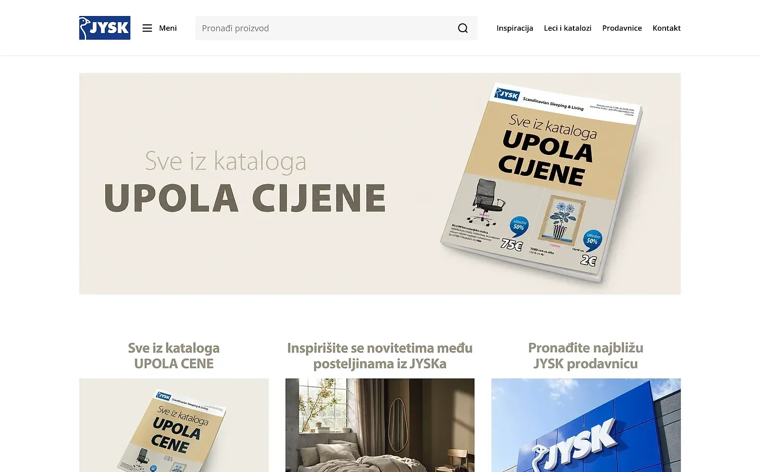 Home page of the JYSK Crna Gora website