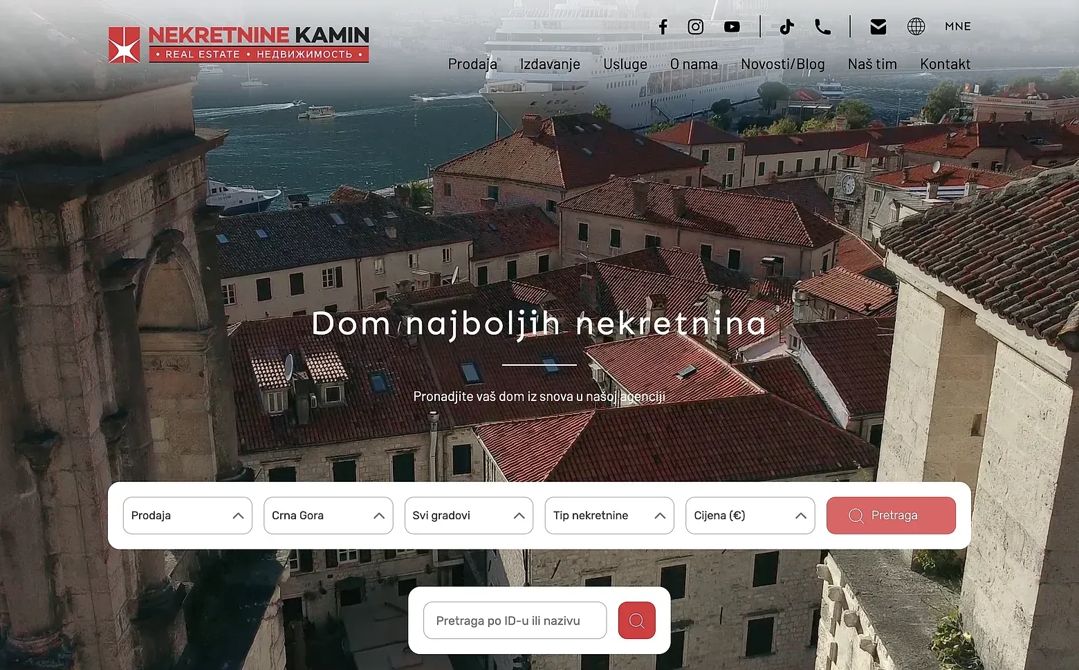 Home page of the Kamin Nekretnine website