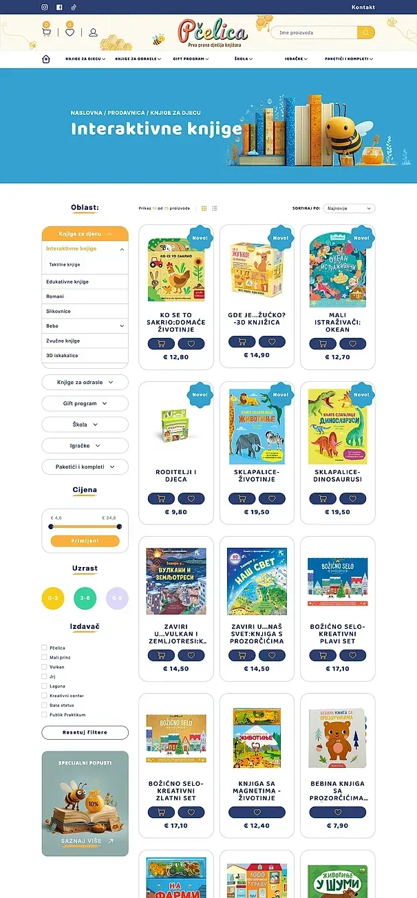 Interaktivne knjige und Edukativne knjige — die Website von Knjižara Pčelica