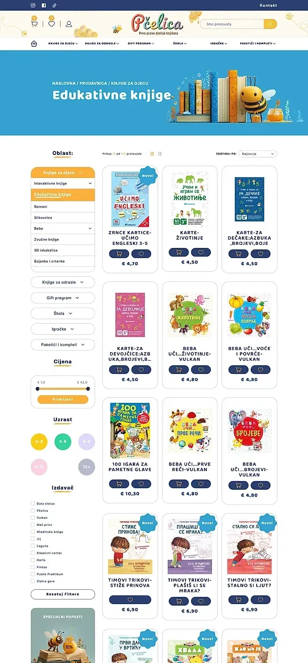 Interaktivne knjige und Edukativne knjige — die Website von Knjižara Pčelica