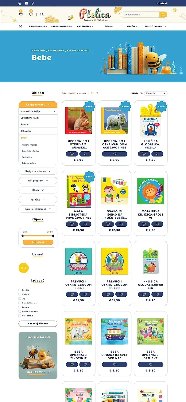 Bebe und Zvučne knjige — die Website von Knjižara Pčelica