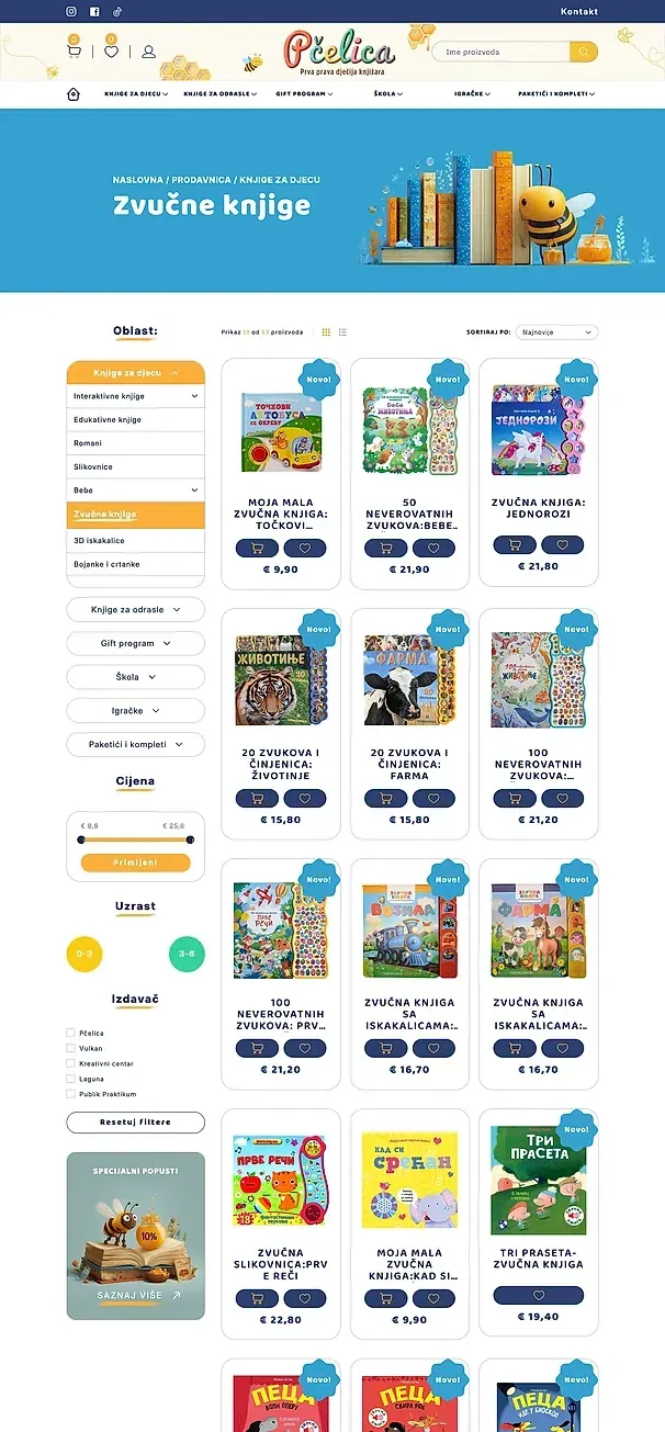Bebe und Zvučne knjige — die Website von Knjižara Pčelica