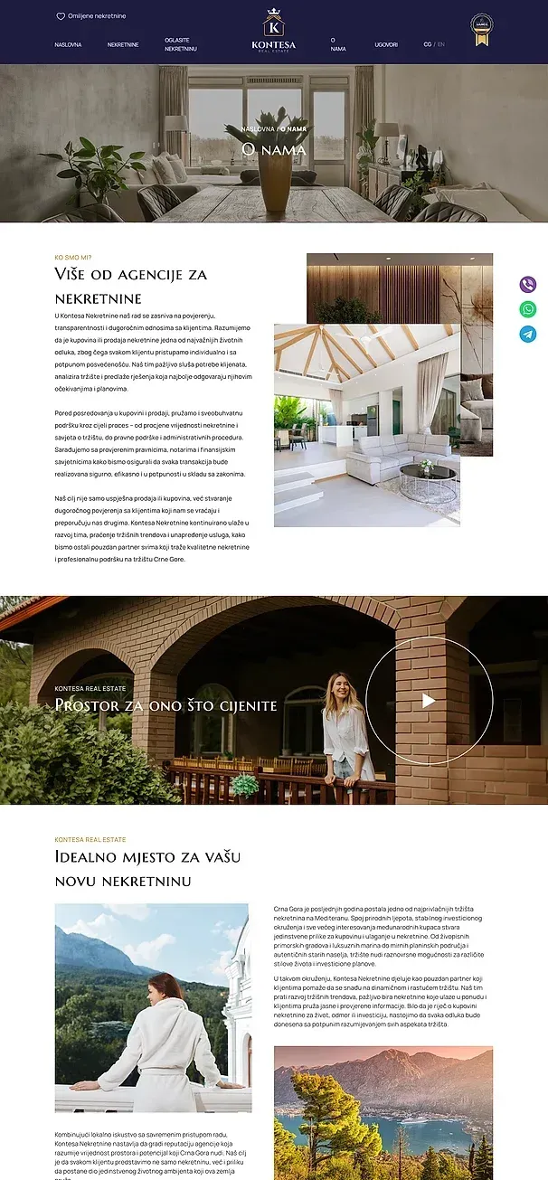 Immobilie inserieren und Über uns — die Website von Kontesa Real Estate