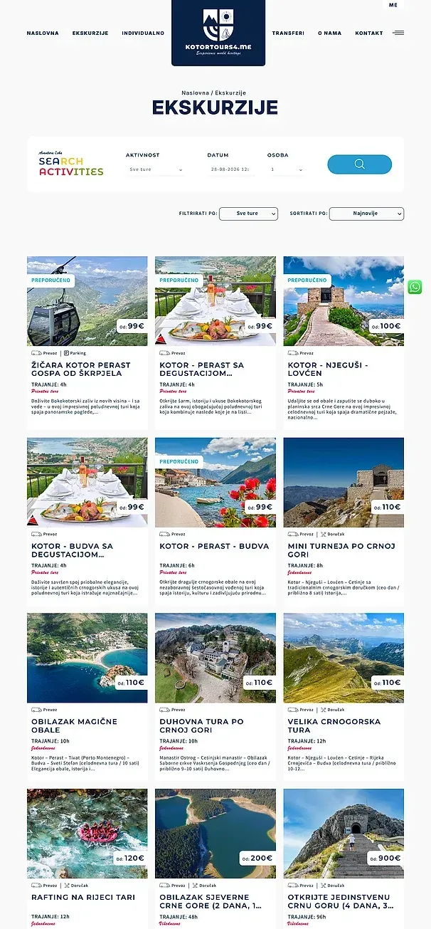 Ausflüge und Individuell — die Website von Kotor Tours