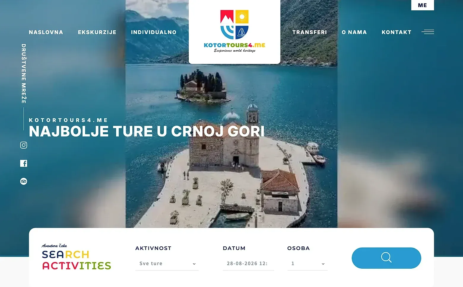 Home page of the Kotor Tours website