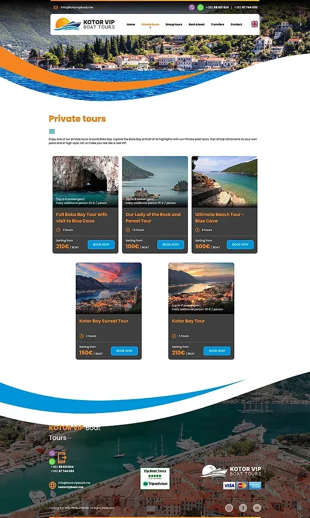 Private Touren und Group tours — die Website von Kotor VIP Boat Tours