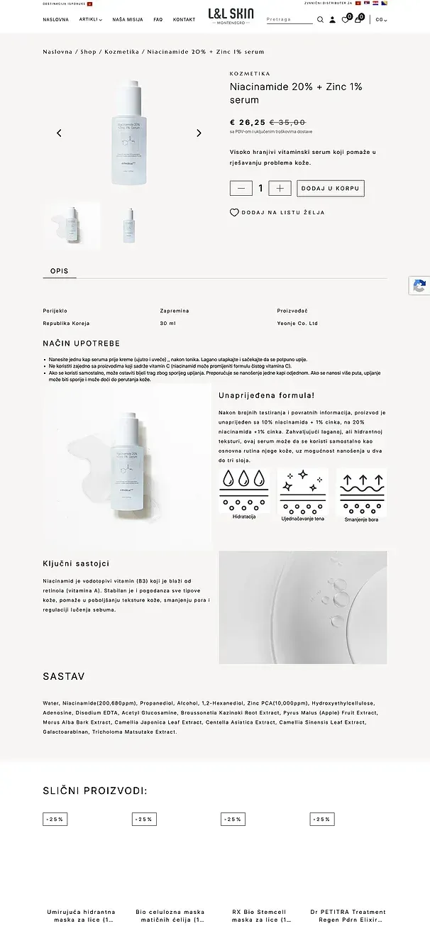 Niacinamide 20% + Zinc 1% serum and Dexpanthenol Serum — the L&L Skin site