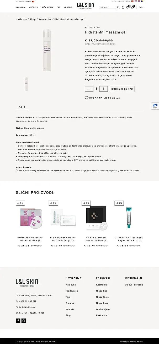 Moisturising massage gel and RX Bio Stemcell face mask (1 pc) — the L&L Skin site