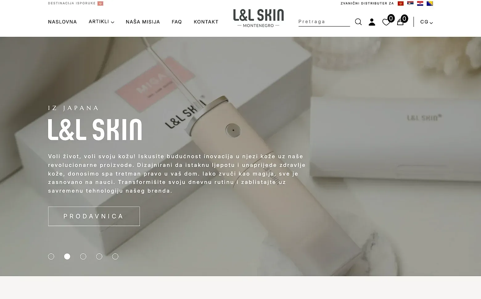 Naslovna strana sajta L&L Skin