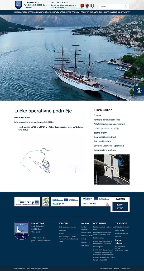 Port operational area and Environmental protection — the Luka Kotor site