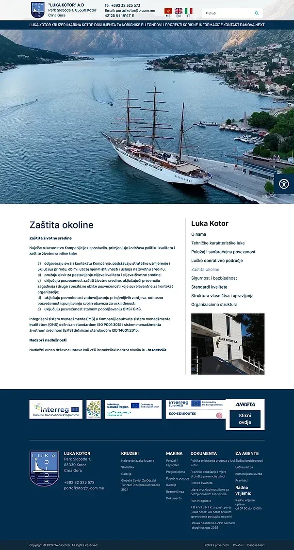 Port operational area and Environmental protection — the Luka Kotor site
