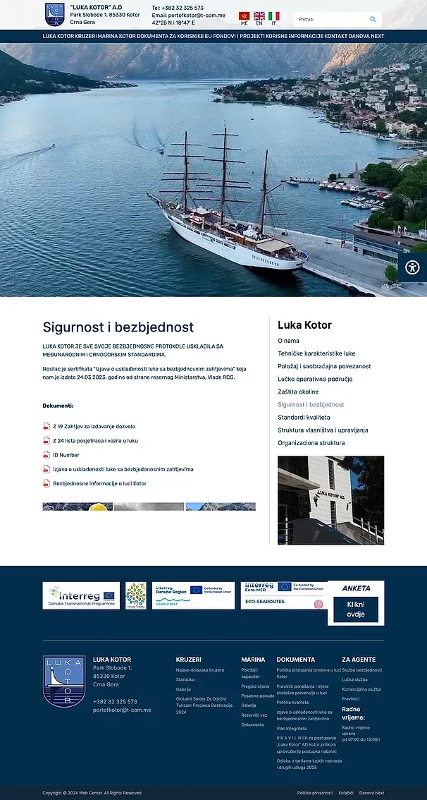 Safety and security and Quality standards — the Luka Kotor site
