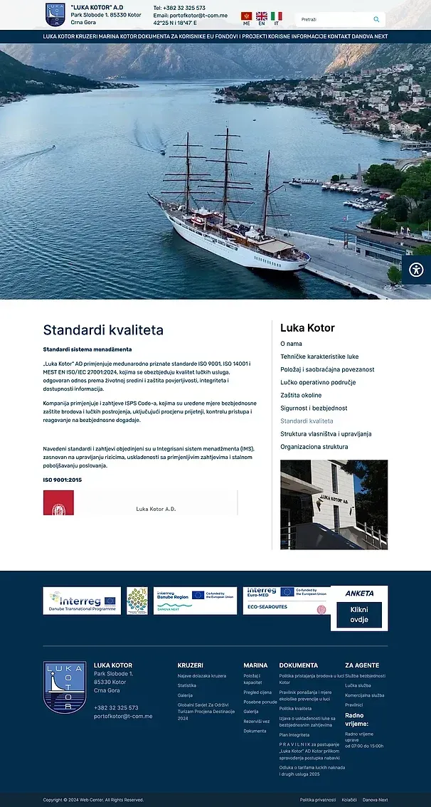 Safety and security and Quality standards — the Luka Kotor site