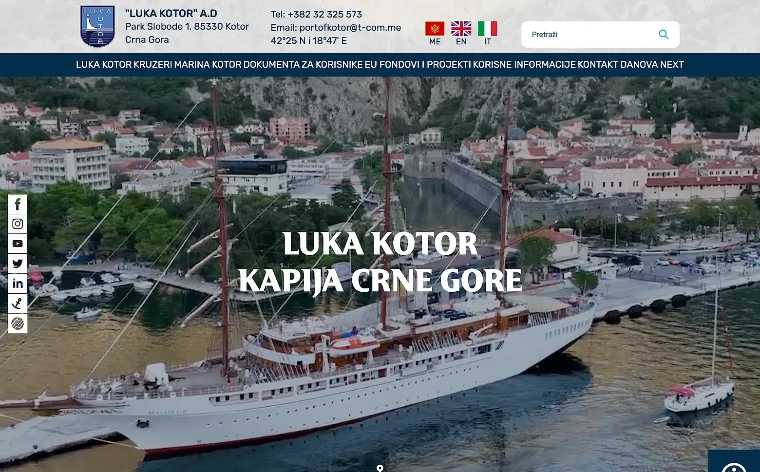 Naslovna strana sajta Luka Kotor