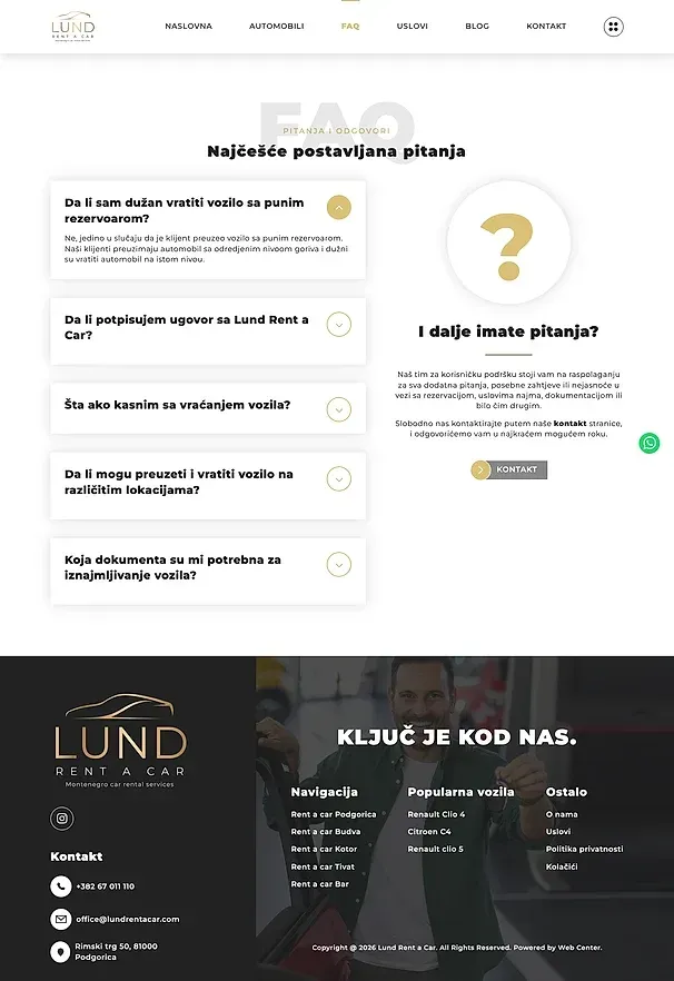 Autos und Bedingungen — die Website von Lund Rent a Car